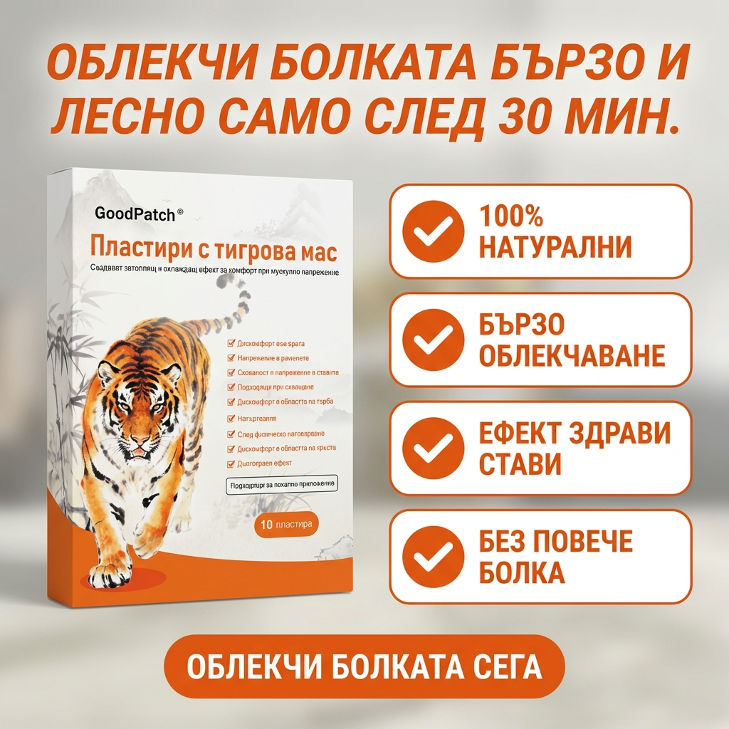 Билкови пластири с тигрова мас – облекчение при болки в мускули, стави и сухожилия