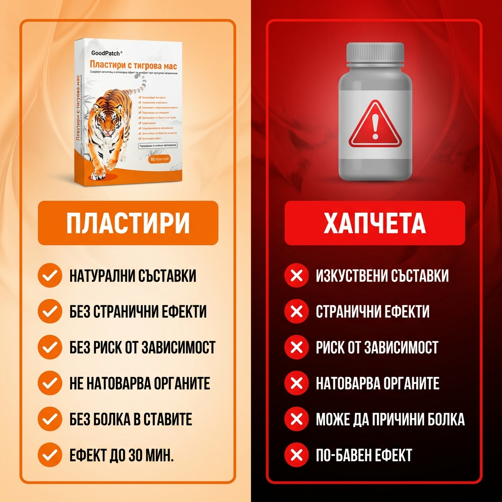 Билкови пластири с тигрова мас – облекчение при болки в мускули, стави и сухожилия